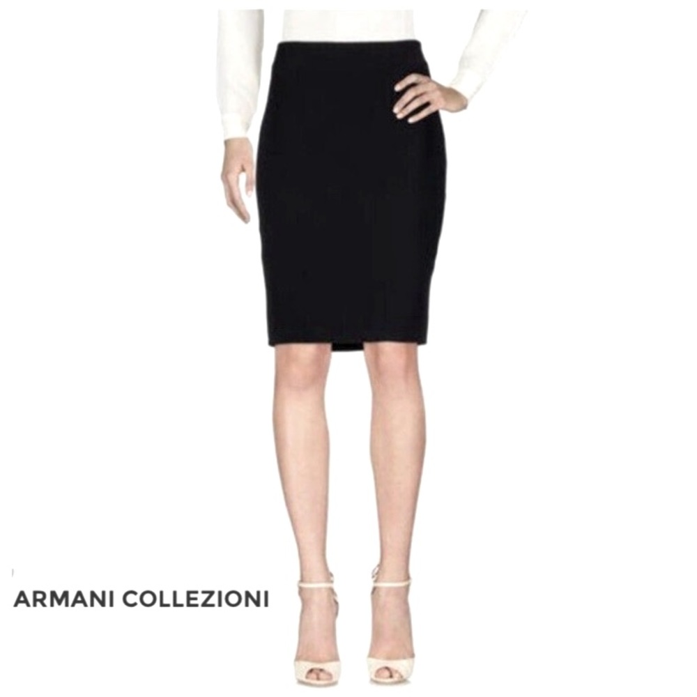 Armani Black 100% Virgin Wool Pencil Skirt - Size 8